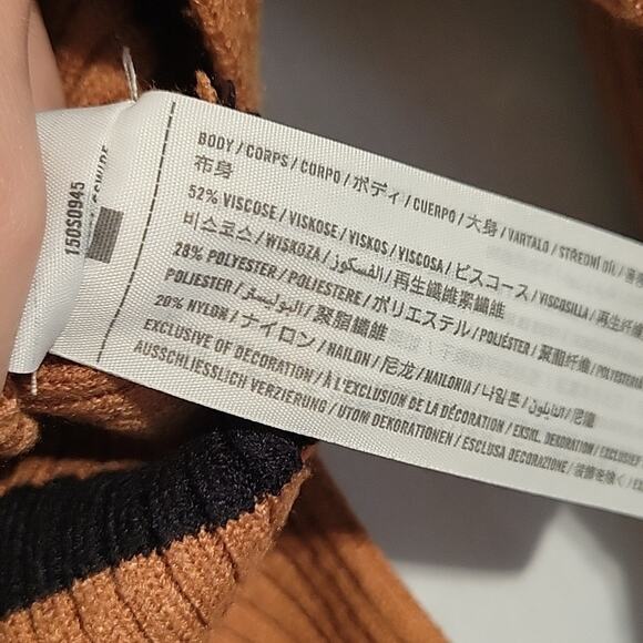 Abercrombie & Fitch striped ribbed crew neck sweater women's sz XXS brown black - Picture 6 of 7